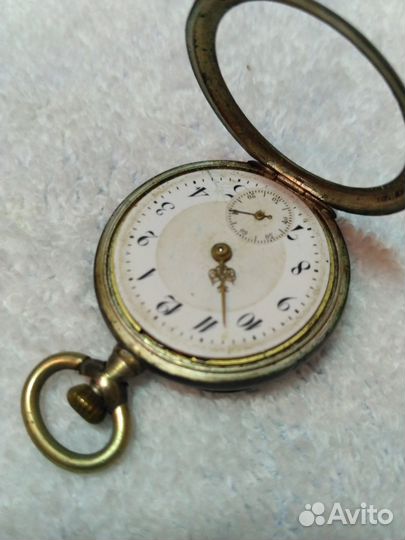 Часы старин. карман, серебр. цепочка с камнями