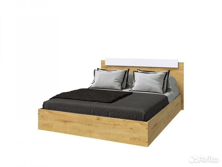 Эко Кровать 1,6 дуб вотан/белая