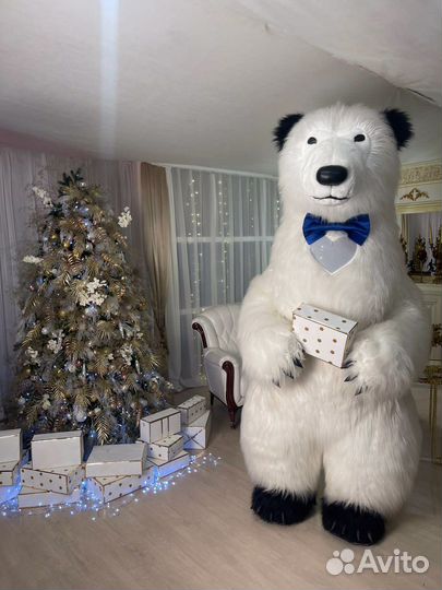 Медведь на праздник, белый мишка на др