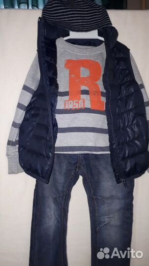 Пакет. Жилет, джинсы, толстовка. 92см Шапка подар