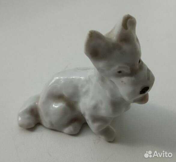 Фарфоровые статуэтки СССР лфз Скотч терьер белый