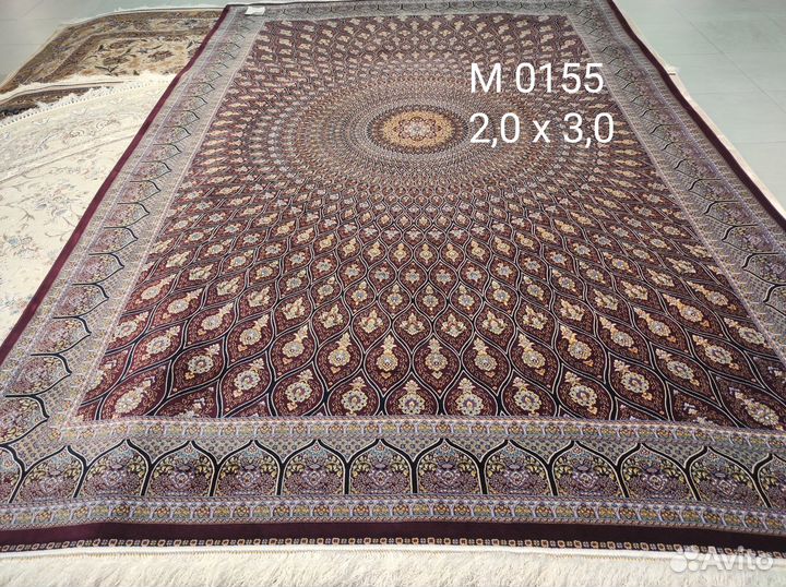 Иранский ковер Бамбуковый шелк бордовый Кум