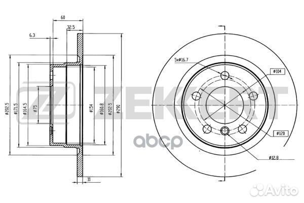 Диск торм. зад. BMW 1 (F20 F21) 11- 2 (F22 F