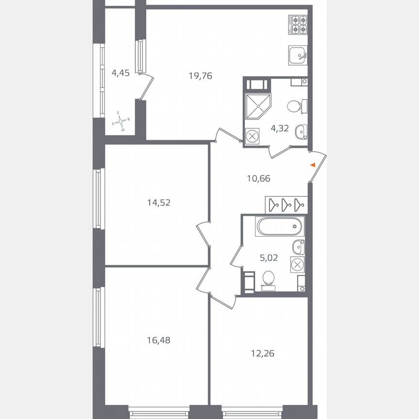 3-к. квартира, 85,3 м², 6/15 эт.