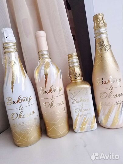 Свадебный набор бутылки бокалы банк