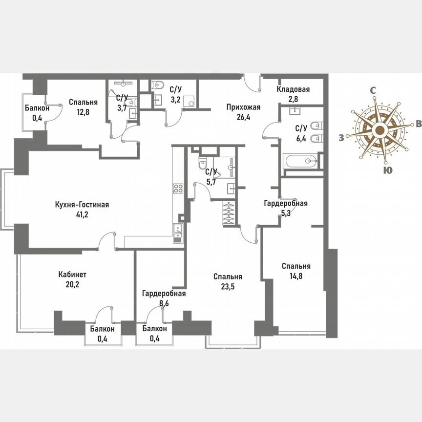 4-к. квартира, 175 м², 12/15 эт.