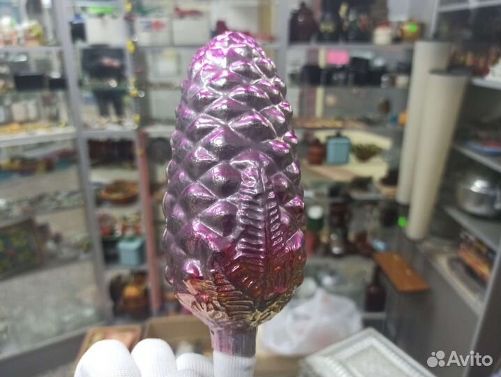 Советская Ёлочная Игрушка Большая Стеклянная Шишка