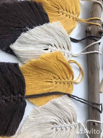 Макраме панно листья/перья, гобелен, декор бохо