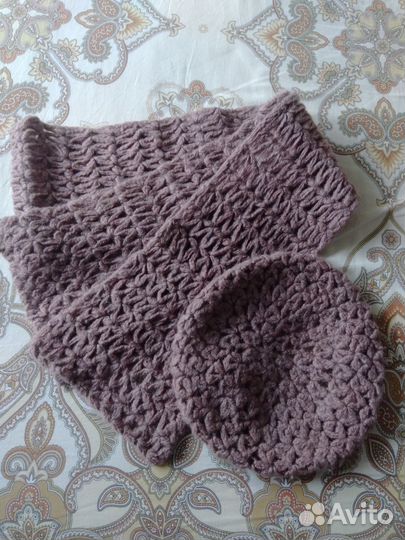 Снуд, шарф и берет из чистой шерсти