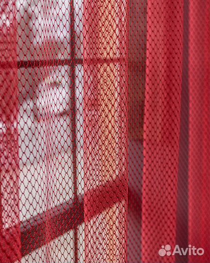 Тюль Авалон гранат готовый на окна пошив