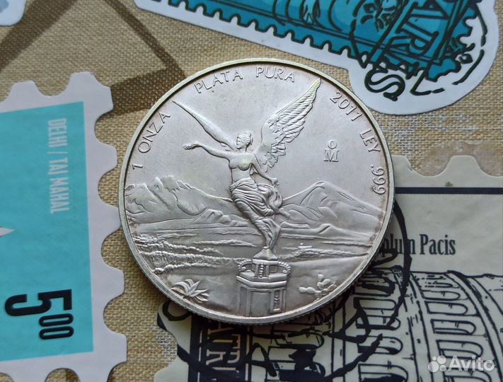 1 онза, 2011. Мексика. Унция. Серебро 999 пробы