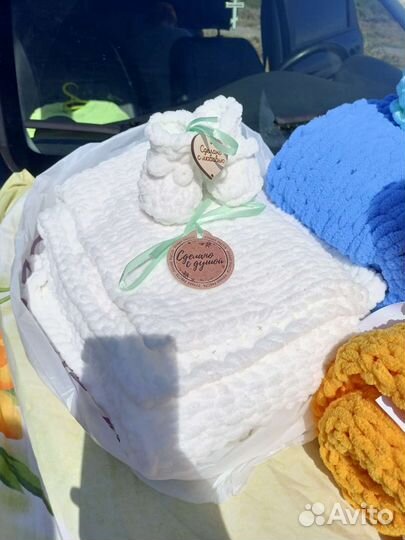 Плед детский вязаный ручная работа