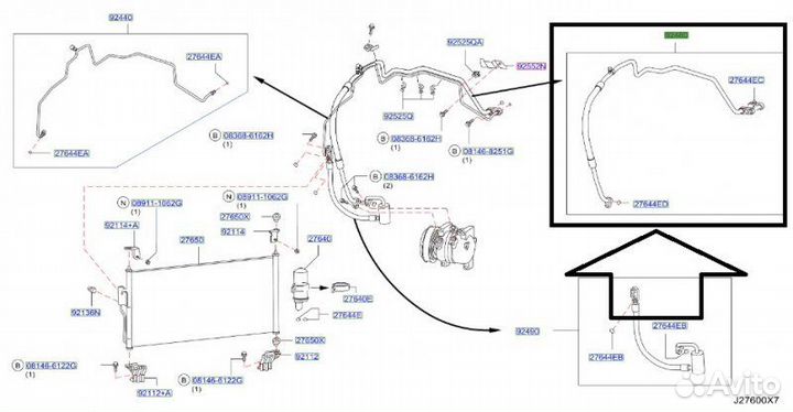 Шланг кондиционера, трубка Nissan Almera Classic