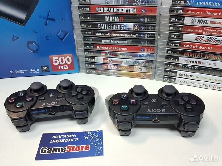 PS3 500Gb / 40 Игр / 2 Геймпада / PlayStation 3 Иг