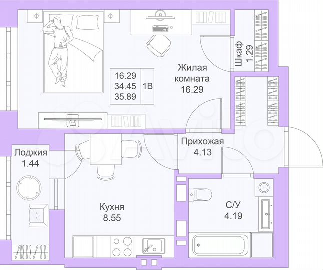 1-к. квартира, 35,9 м², 22/25 эт.
