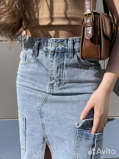 Юбка джинсовая миди