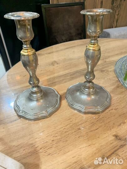 Старинный подсвечник, посеребрёный