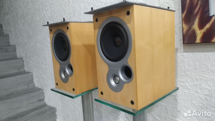 Акустика kef со стойками натуральный шпон