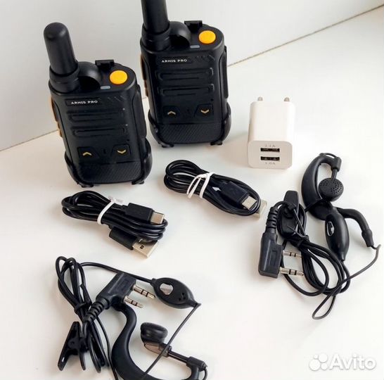 Легкая рация с наушником, комплект 2 штуки