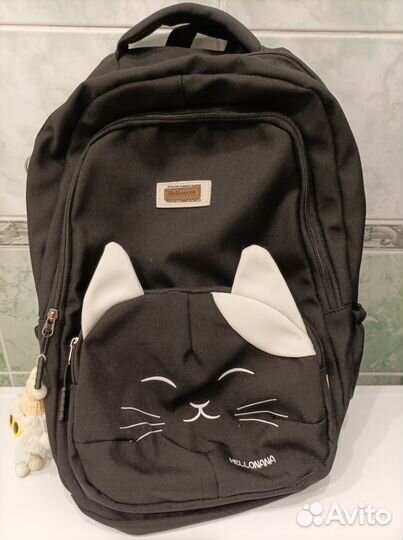 Школьный рюкзак с котиком Dokoclub, черный