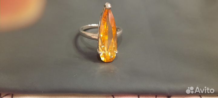 Кольцо серебро с цитрином