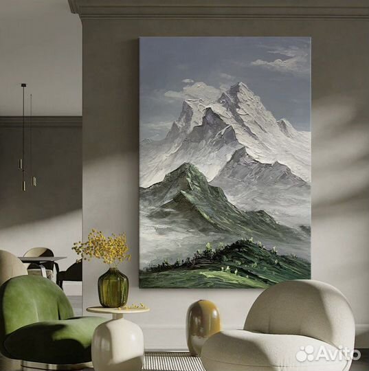 Картина маслом на холсте «Горные вершины»