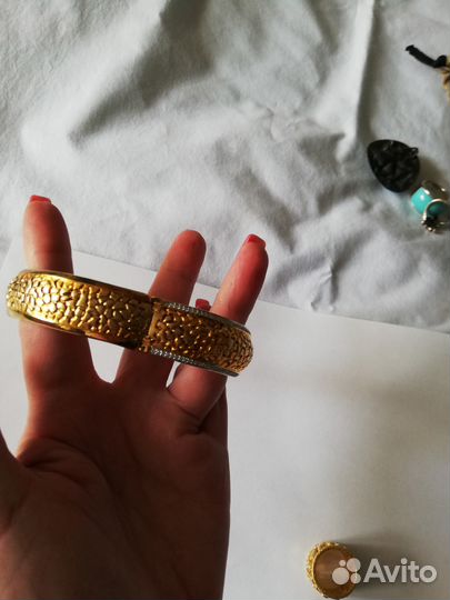 Браслет и кольцо, серебро, позолота, фианиты