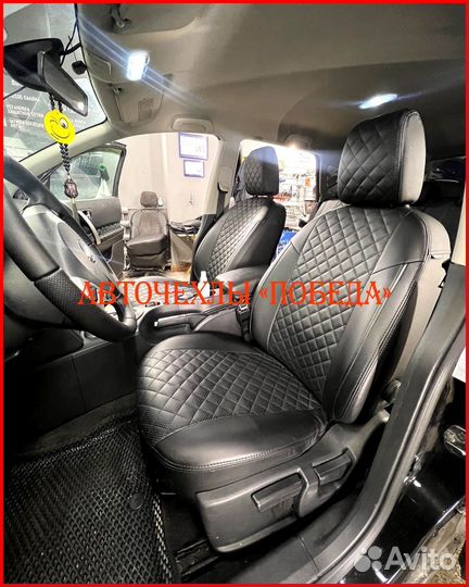 Чехлы Nissan Qashqai 1 из экокожи чёрные Ромб