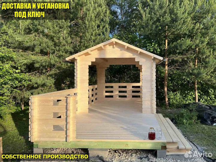 Беседка для дачи деревянная из бруса под ключ