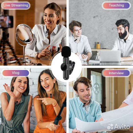 Петличный микрофон беспроводной для IOS и Android