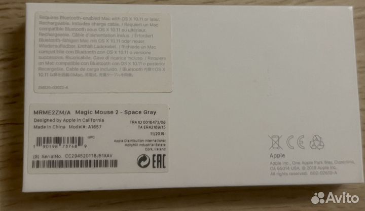Коробка новая Мышь apple magic mouse 2