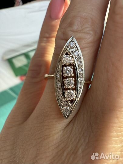 Золотое кольцо с природн. бриллиантами 585пр