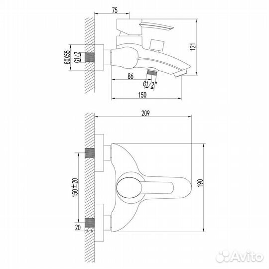 Смеситель для ванны Lemark Atlantiss LM3202C