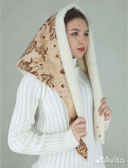 Зимний платок экозамша