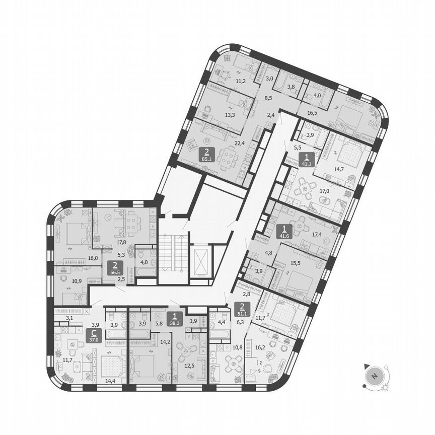 1-к. квартира, 38,3 м², 4/5 эт.