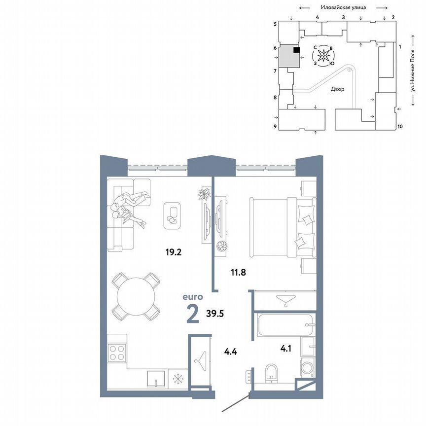 1-к. квартира, 39,5 м², 22/29 эт.