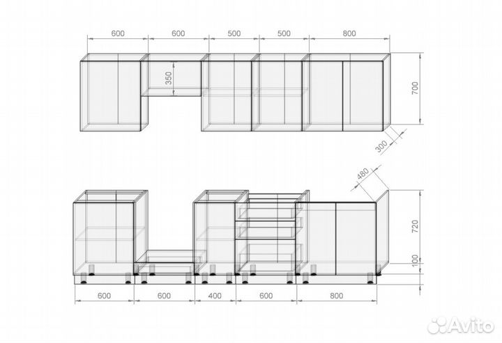 Кухня Белый снег / Бетон