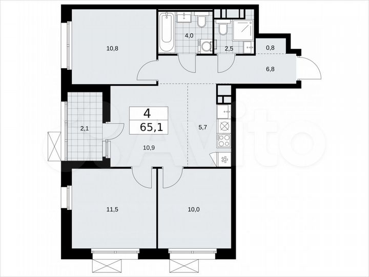 4-к. квартира, 65,1 м², 9/17 эт.