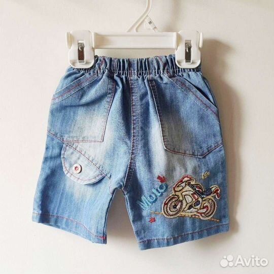 Летние вещи на мальчика шорты джинсы 9-12м