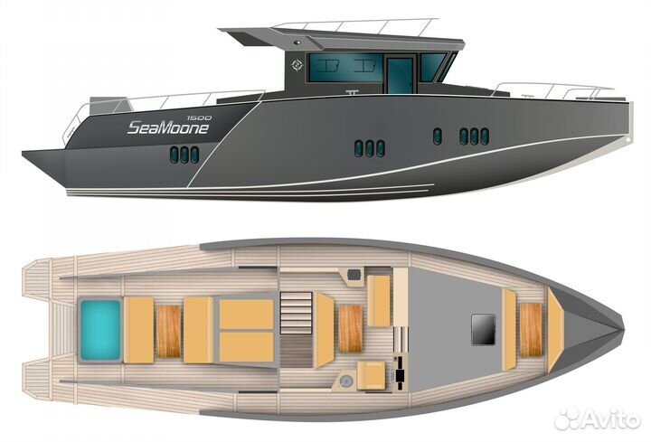 Алюминиевый катер 15 м с флайбриджем Seamoone1500