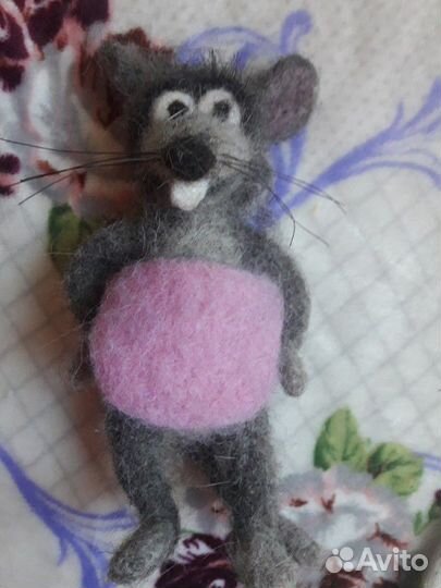 Игрушка ручная работа валяная шерсть крыса