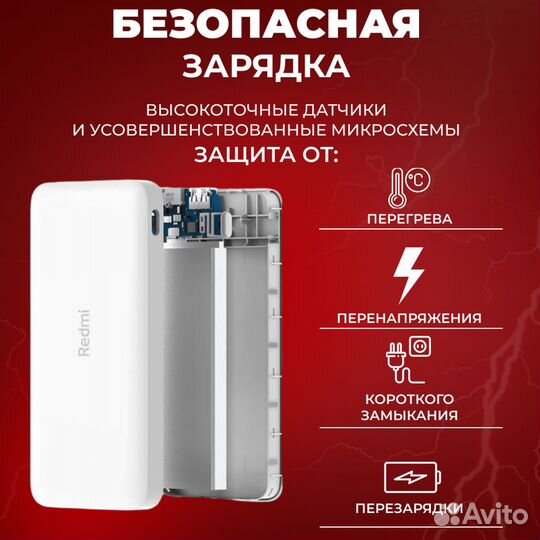 Павербанк с быстрой зарядкой Xiaomi 20000 mAh