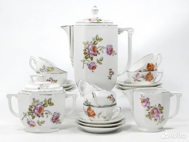 Limoges Лимож сервиз фарфор розы Франция