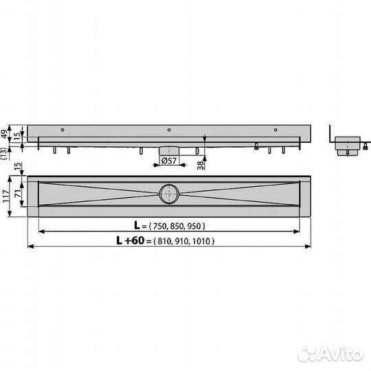 Душевой лоток Alcaplast Modular Wall APZ23-950 бе