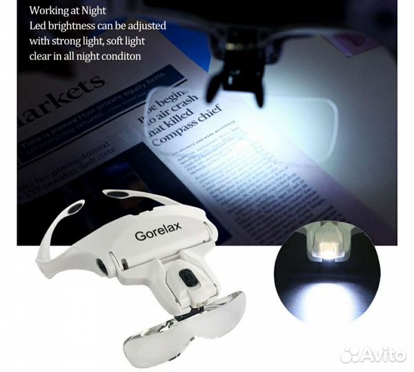 Лупа налобная с подсветкой Gorelax