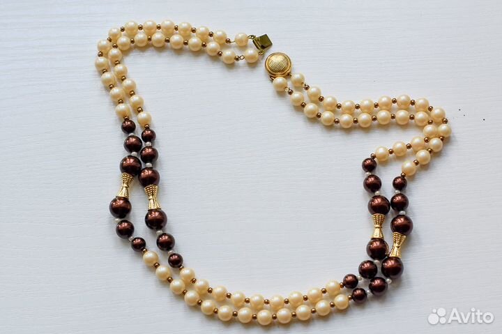 Бусы под жемчуг двойная нить 27 см. Бижутерия СССР