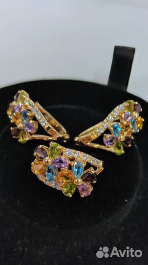 Золотые 585 серьги и кольцо