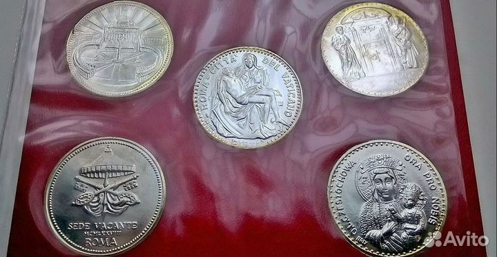 Ватикан, официальный набор, монеты, марки, В лирах
