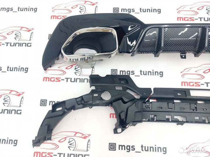 Диффузор бмв 3 G20 340 R под карбон + насадки хром