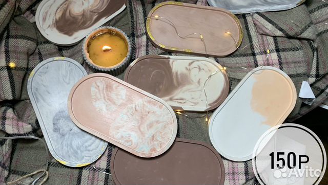 Поднос из гипса, подставка для свечи